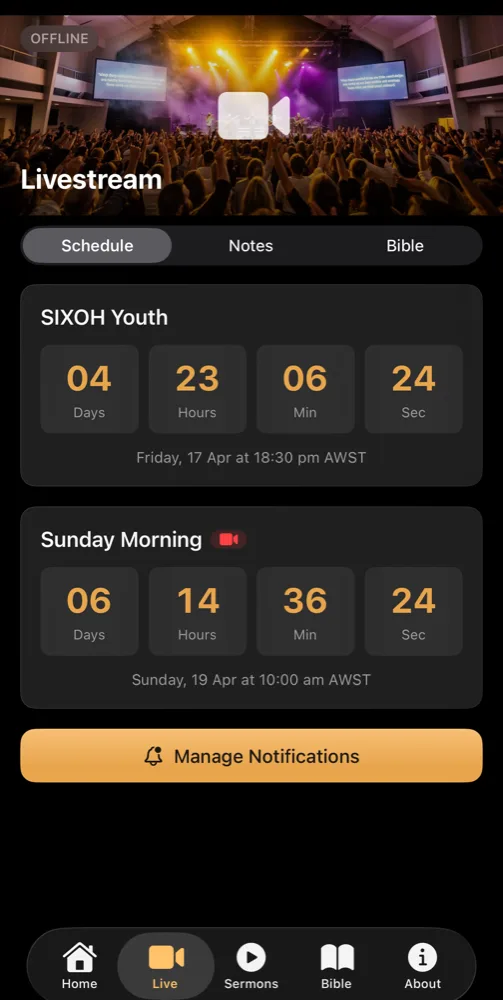Church livestream interface