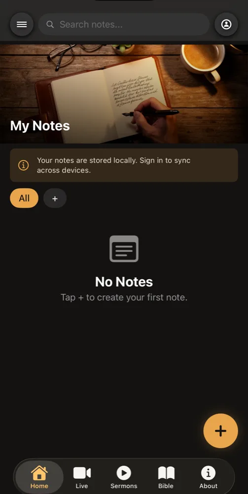 Encrypted notes interface